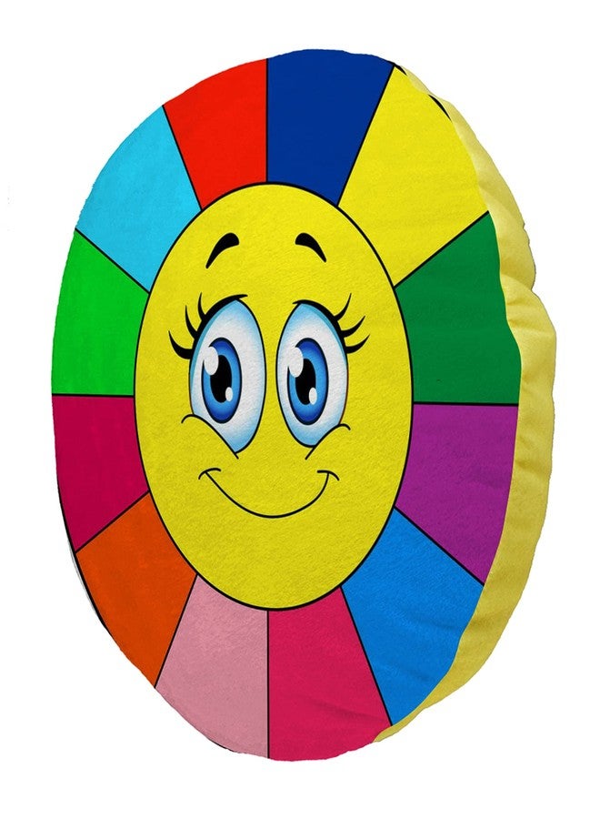 Ship Smart Round Shape Velvet Fabric Printed Soft Toy/Smiley/Emoji/Plush/Filled/Emoticons/Icons/Cool Cushions/Pillow, 14x14-inches (Multicolor) Design 13 - Image 3